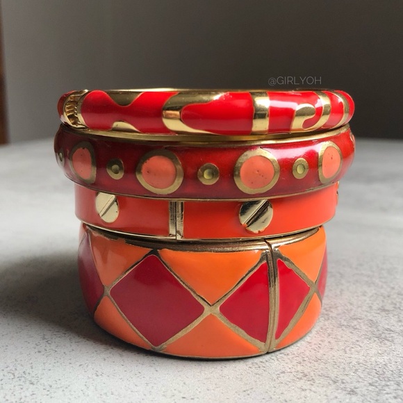 Orange Gold Bangle Bracelets - Picture 4 of 10
